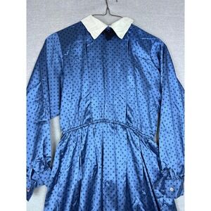 Vintage California Girl Petrina Aberle Blue Polka Dot Midi Dress Size 12 8509